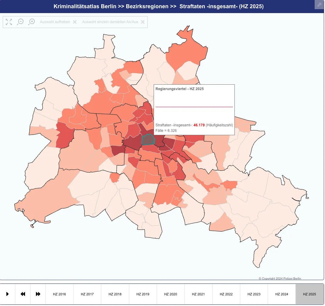 Screenshot Kriminalitätsatlas Berlin