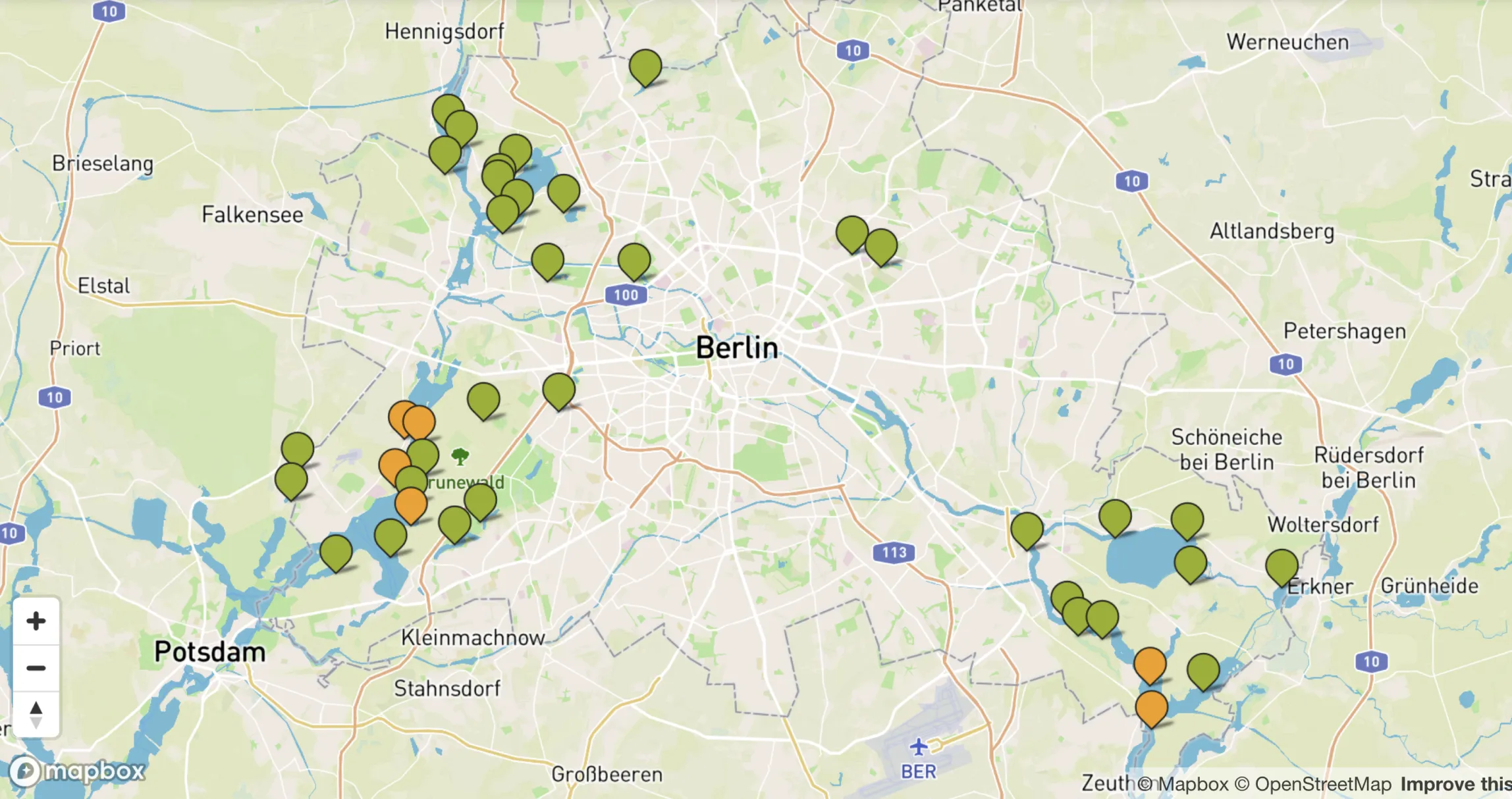 Screenshot für das Projekt: 'Berliner Badestellen'