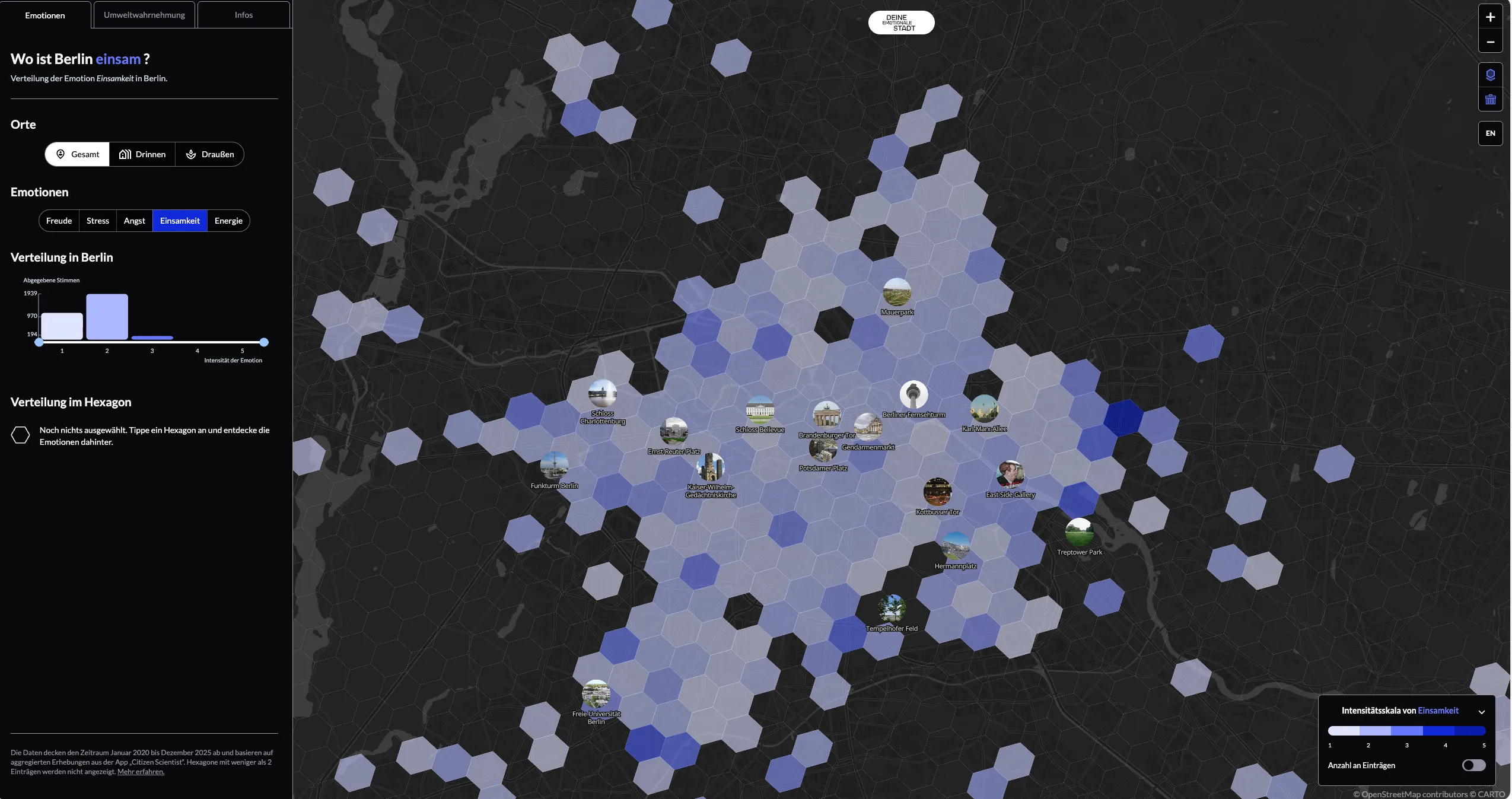 Screenshot für das Projekt: 'Deine Emotionale Stadt - Die Karte'