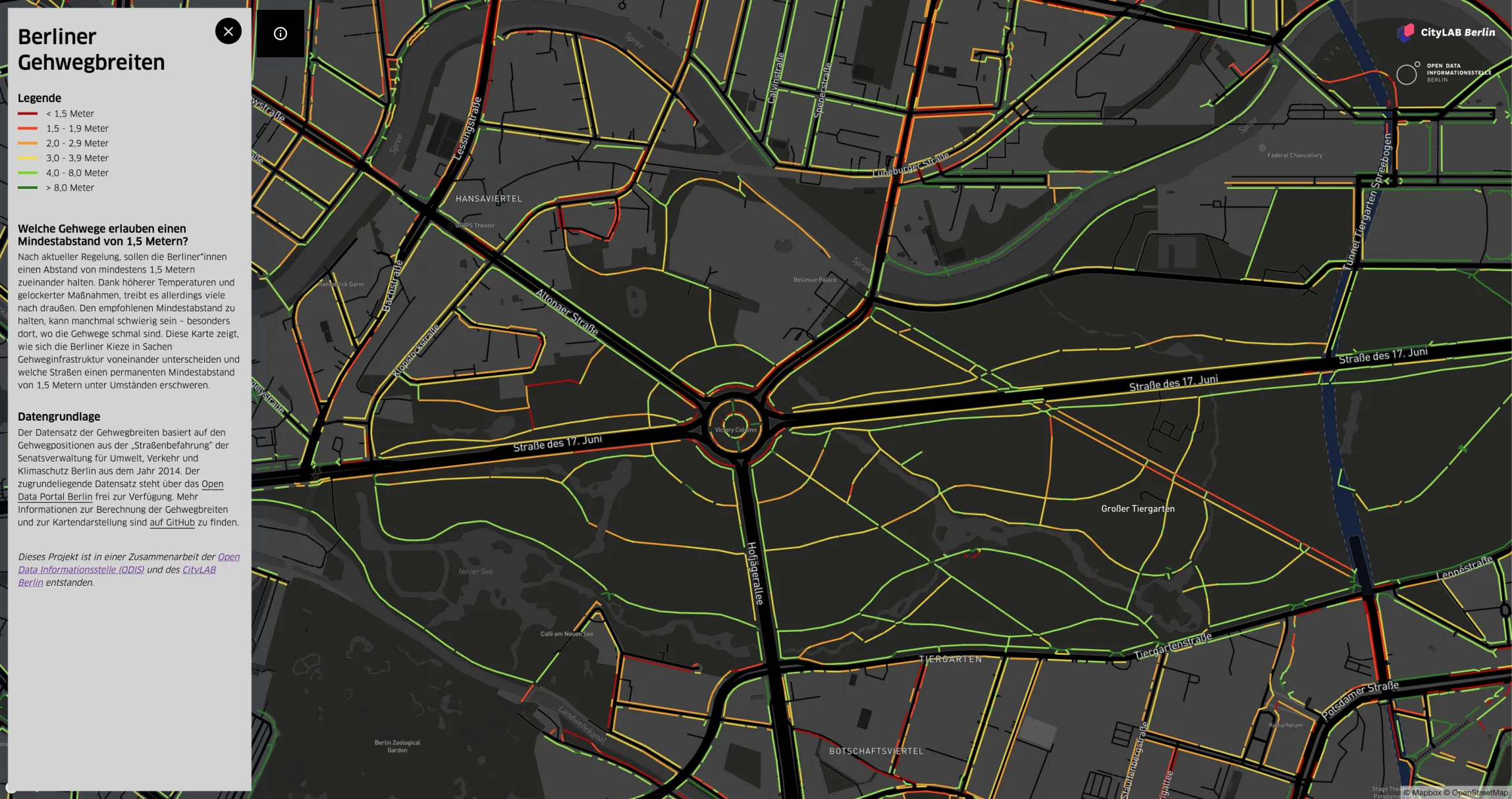Screenshot für das Projekt: 'Berliner Gehwegbreiten'