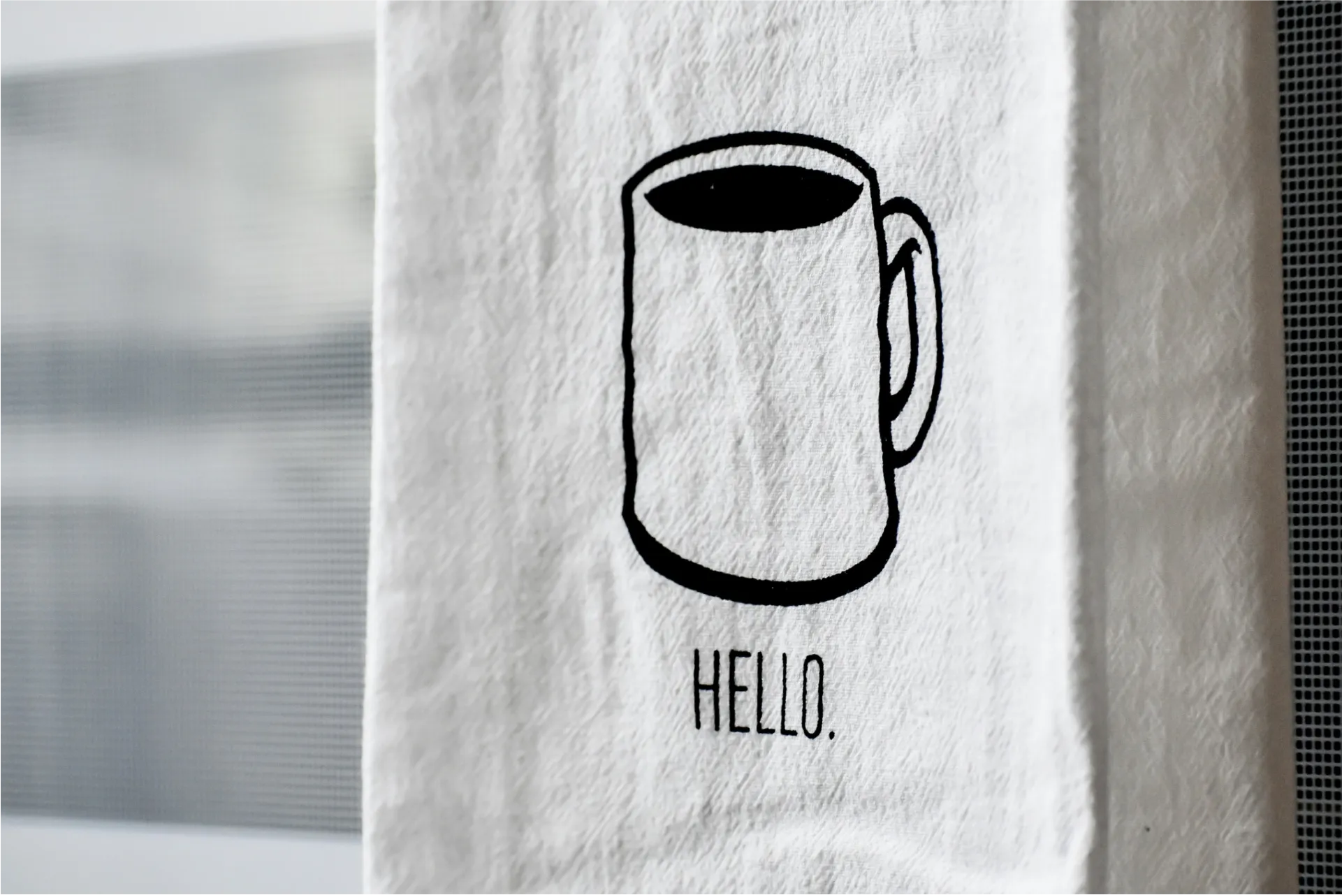 Hello print with mug motive